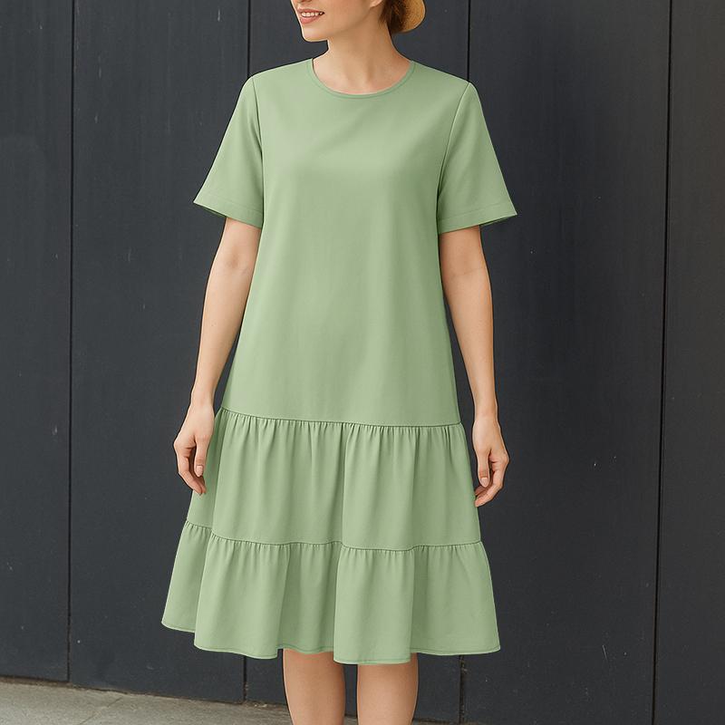 

ZANZEA Женское повседневное летнее платье с круглым вырезом и коротким рукавом 4XL