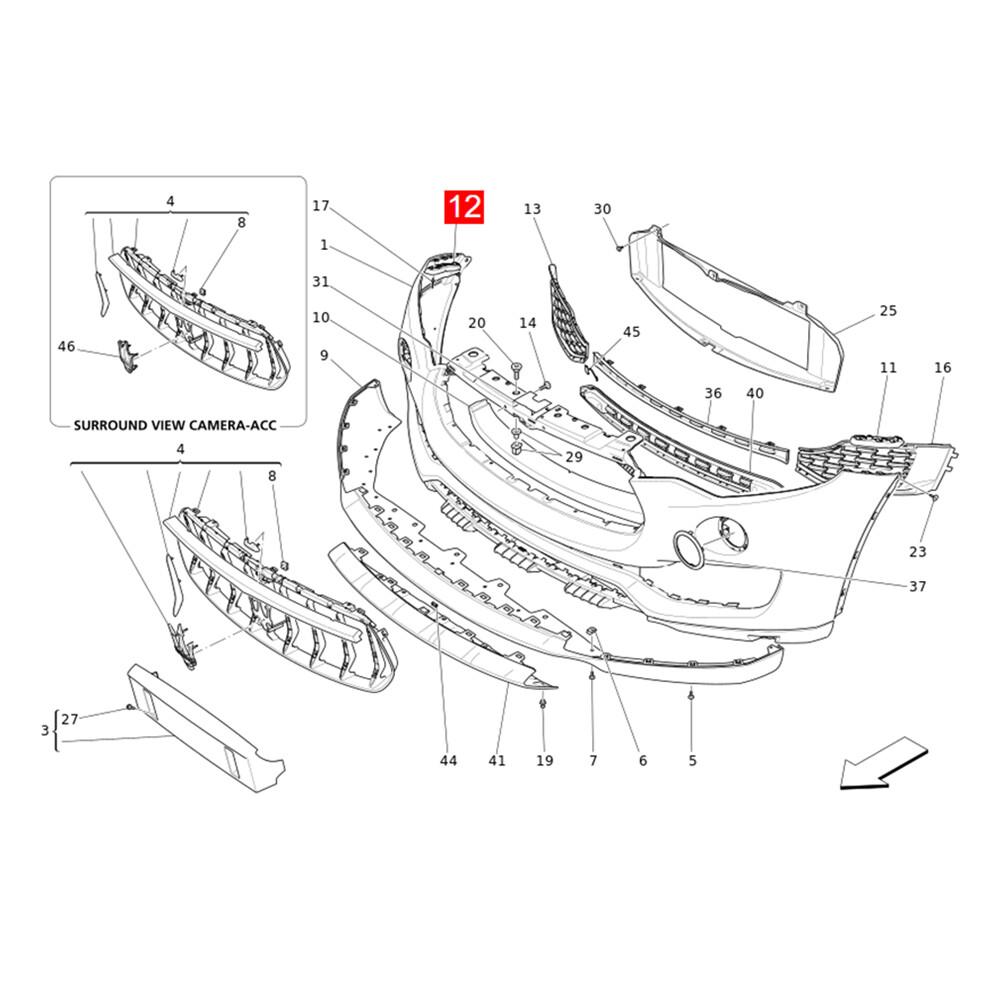 Right Front Bumper Upper Clip Bracket for Maserati Levante? (M161) 2016-