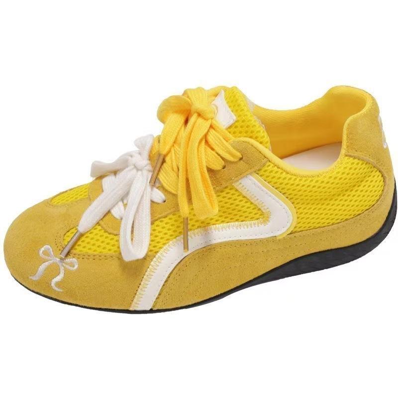 

Autumn red retro versatile color matching lace-up casual sneakers women s shoes 35 жёлтый