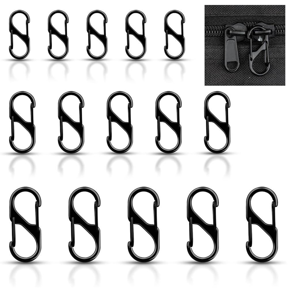 15Pcs Zipper Clips Anti Theft Zipper Pull Replacement Backpack Zipper Pulls Keep Closed Carabiner Clip for Luggage Suitcase