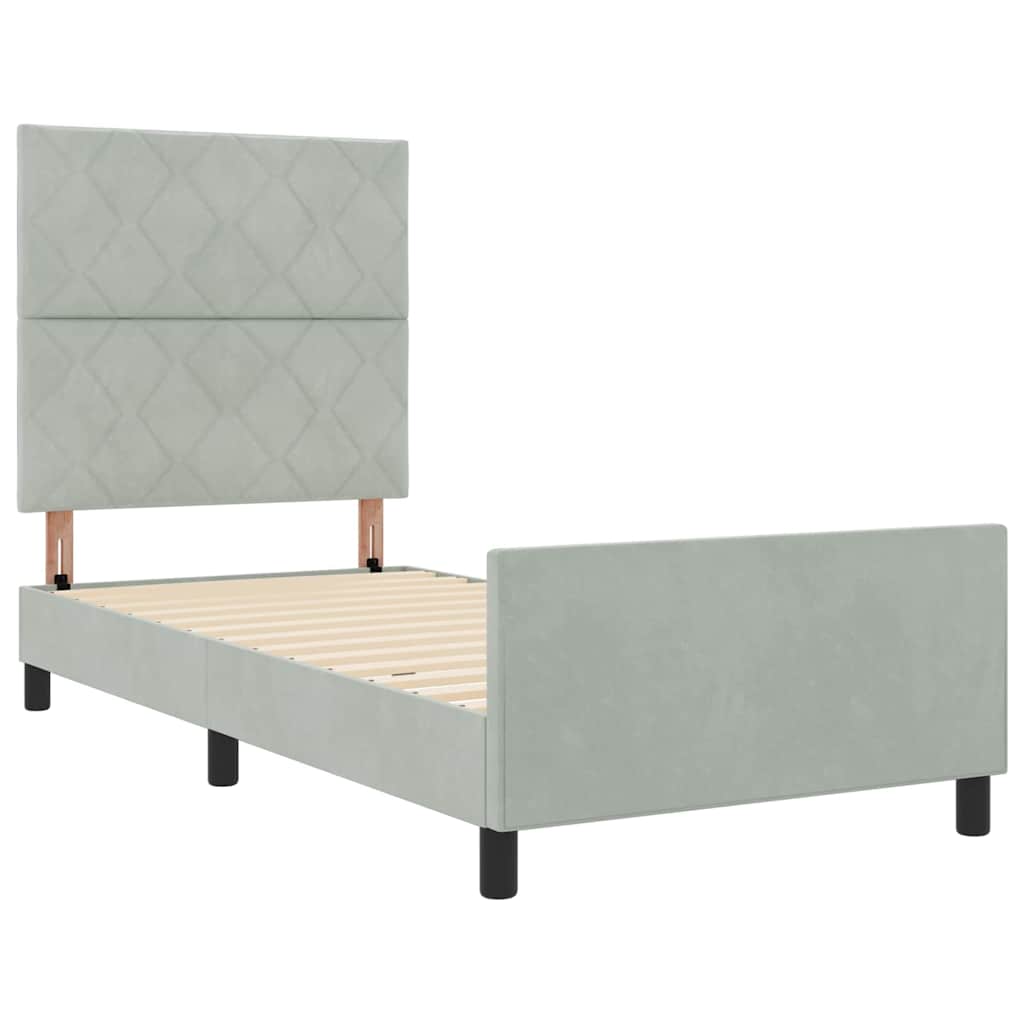 Boxspring Bed with Headboard Light Grey 100 x 200 cm Velvet