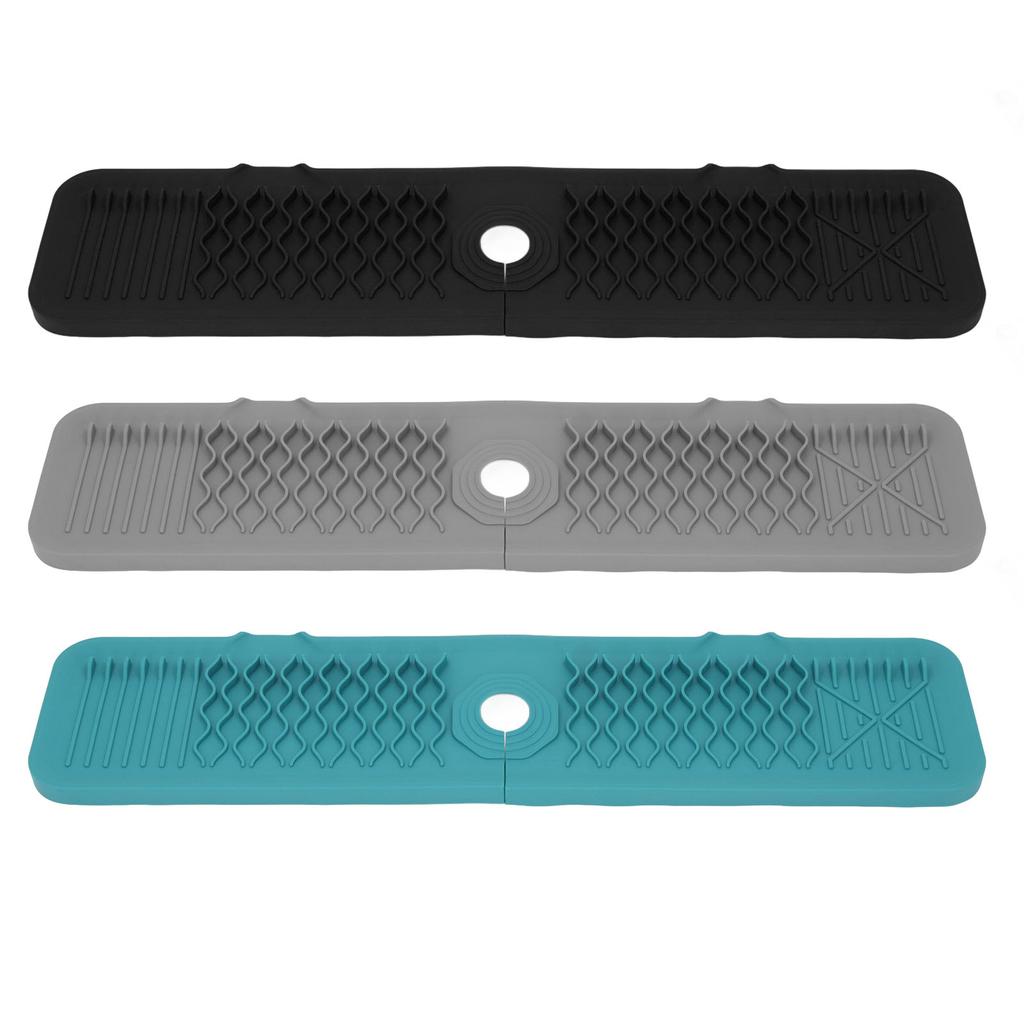 Kitchen Sink Splash Guard 24 Inch Silicone Faucet Mat Handle Drip Catcher for Dish Drying Soap Spong