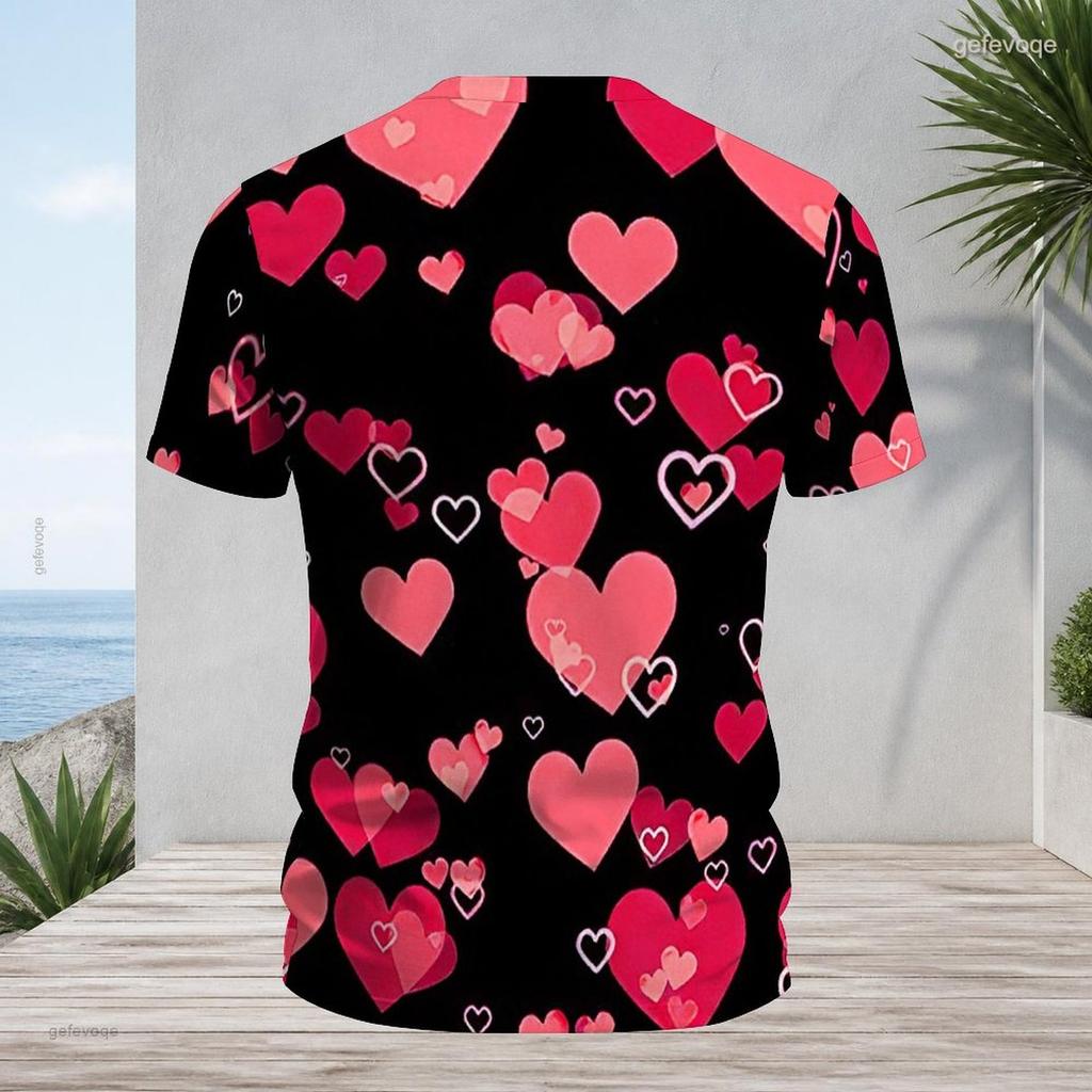 Men s Plus Size V Neck Short Sleeve White T Shirt Black Polka Dot Printed Pullover Straight Hem