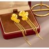 Elegant Irregular Pleated Metal Flower Tassel Earrings - Light Luxury High-End Women's Jewelry