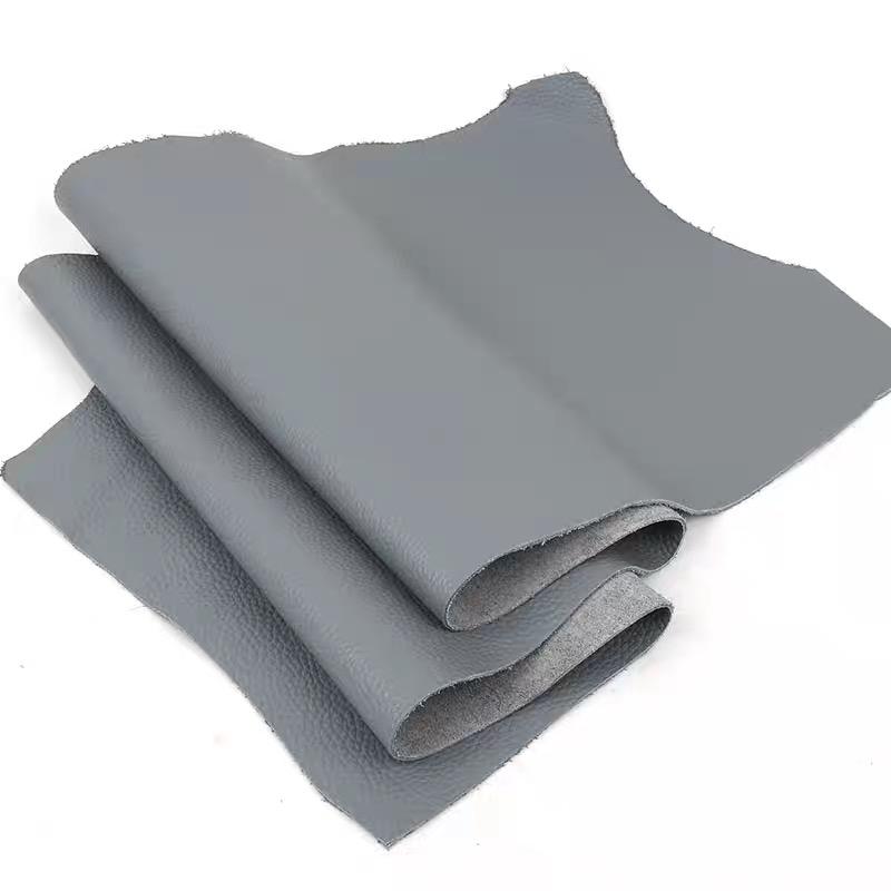 Grey blue top layer cowhide, lychee patterned genuine leather, whole leather fabric, sofa, chair, headboard soft package, furnit