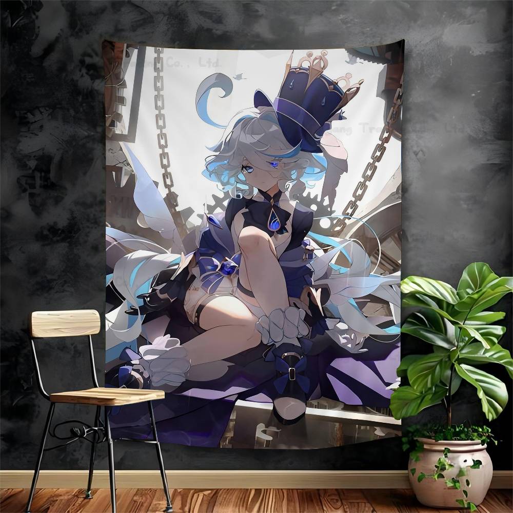 Furina Genshin Tapestry Art Printing Art Science Fiction Room Home Decor Wall Art Decor