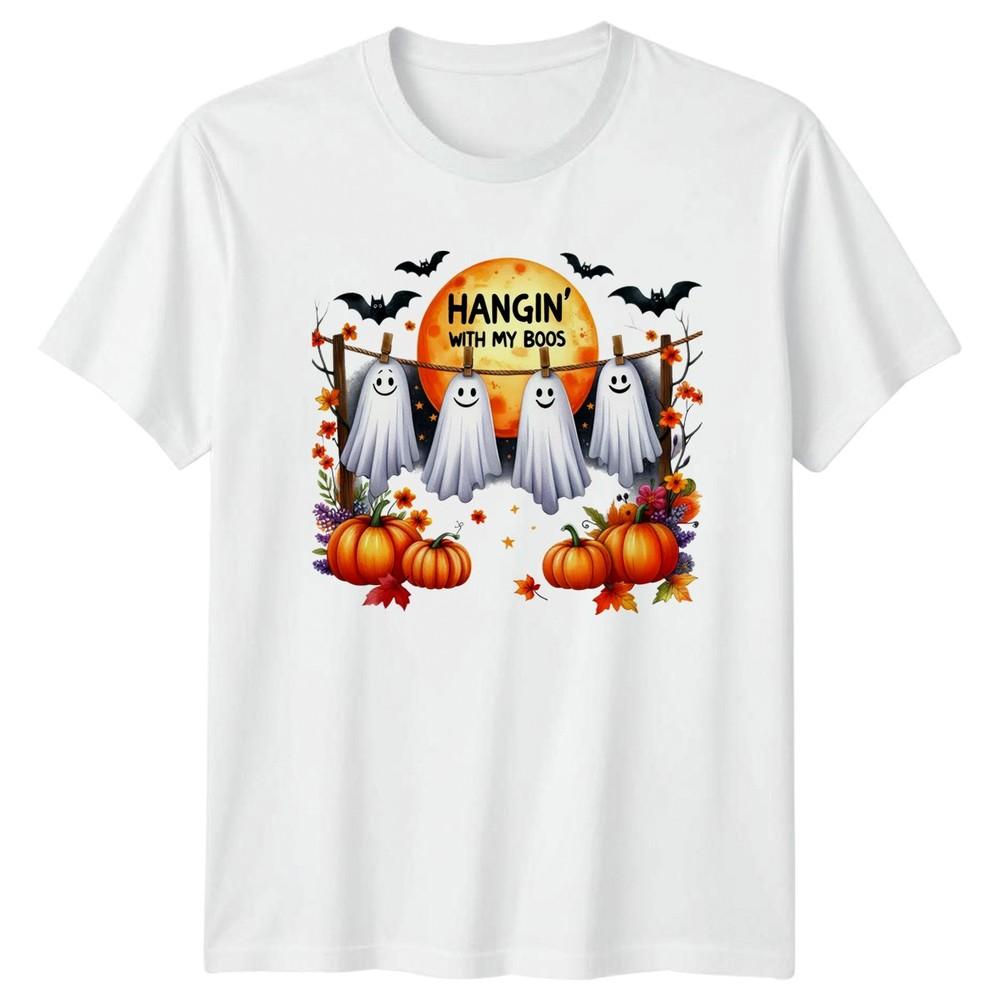 Funny Cute Hangin With My Boos TShirt Ghost Halloween Gift For Him And Her