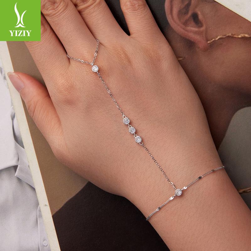 S925 Sterling Silver Fringed Bracelet And Ring Integrated Chain, Simple, Personalized And High-End Hand Jewelry.