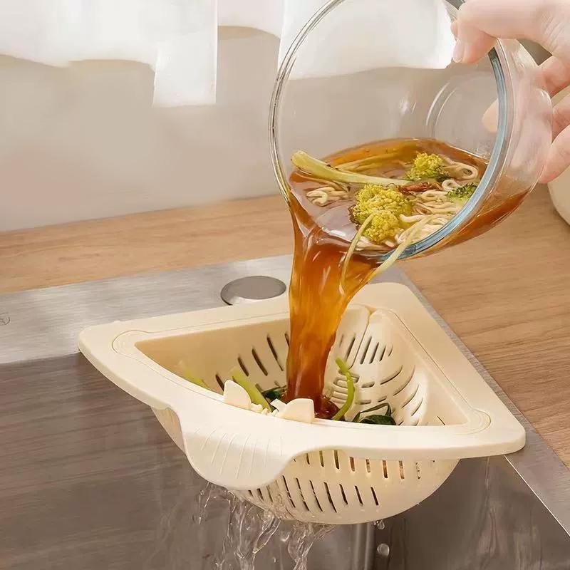 Panier Égouttoir Magnétique Triangle pour Évier Panier Suspendu pour Légumes et Fruits Passoire Égouttoir Étagère de Rangement Filtre de Cuisine Collecteur de Déchets Alimentaires