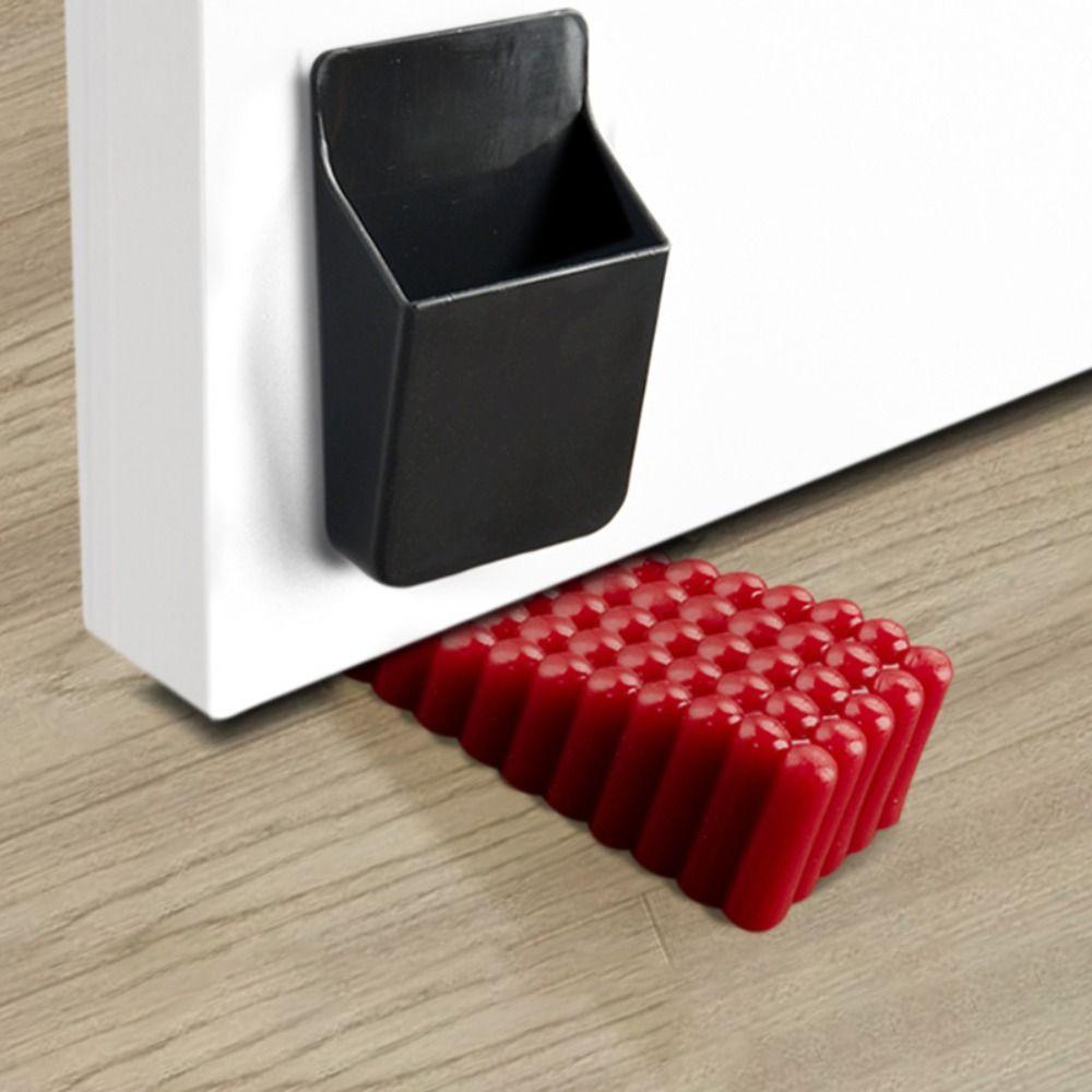 Tragbarer, bohrfreier Türstopper, reduziert Lärm, schützt die Wand, winddichter Türstopper, sicheres Silikon-Türblockiergerät, Kinder