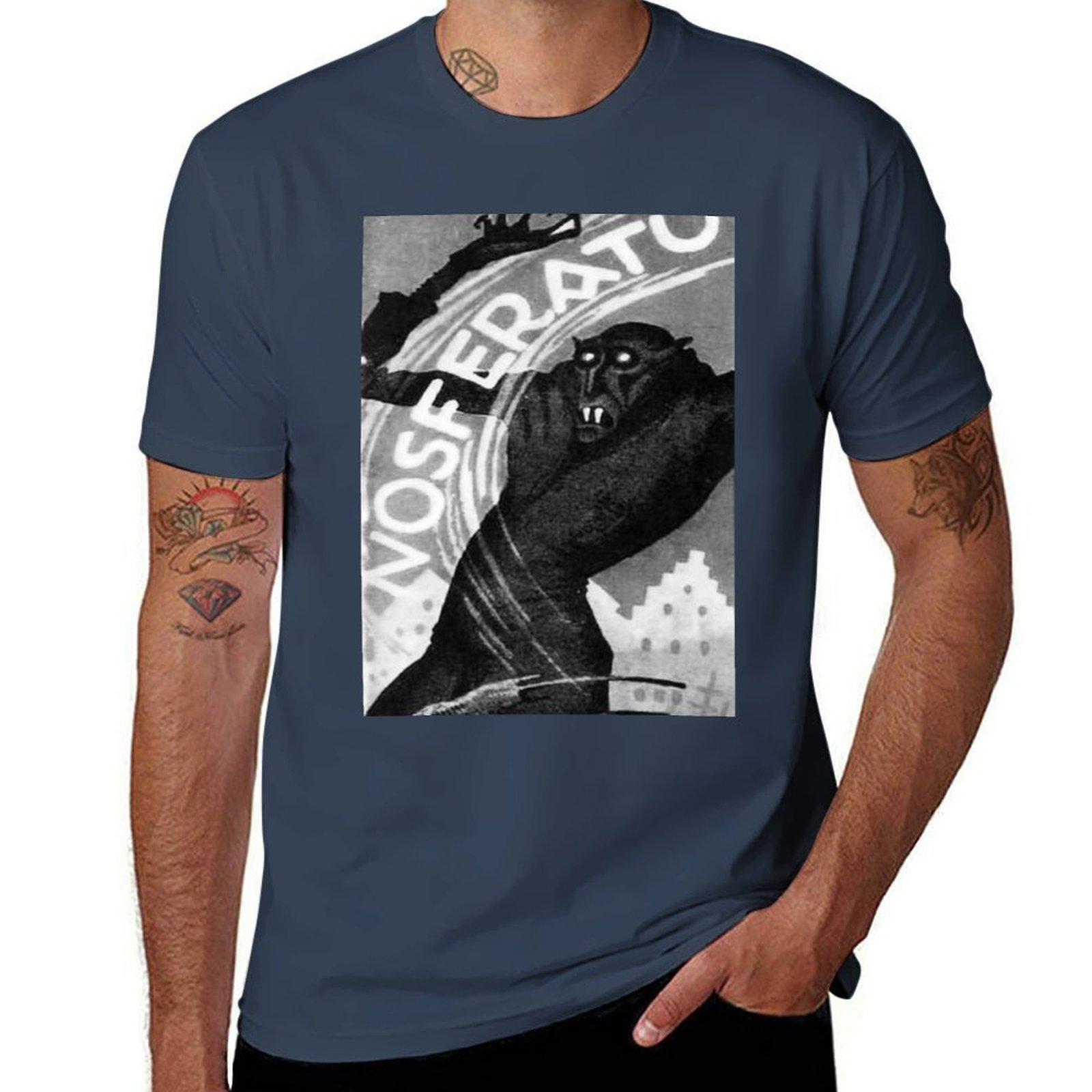 Футболки Носферату Постер фильма (серый) t Хлопок для О Ужасов Восстановленная Симфония t мужчина хлопок мужчина рубашка Футболка S