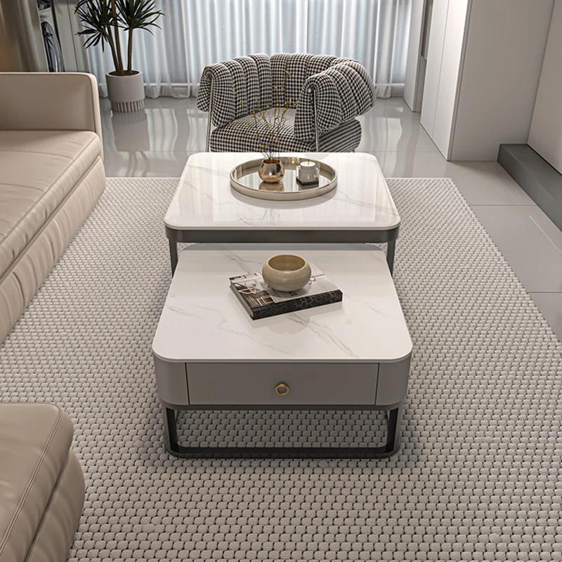 For Luxuriöser moderner Couchtisch mit Aufbewahrungsdesign, nordischer minimalistischer Couchtisch, einzigartige graue