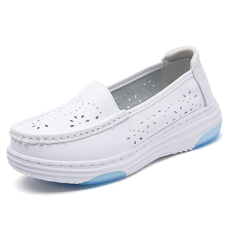 

Female Nurse Shoes Fashionable White Shoes Comfortable Thick Soled Women Sports Shoes Spring Slip on Flat Casual Shoe 41