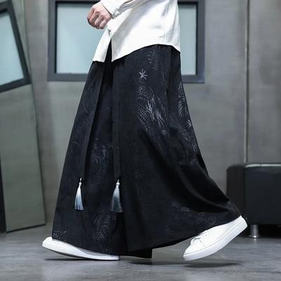 2026 Spring Men Corduroy Pants Women Chinese Style Pants Casual Jacquard Dragon Hip Hop Trousers Mens Streetwear Wide Leg Pants