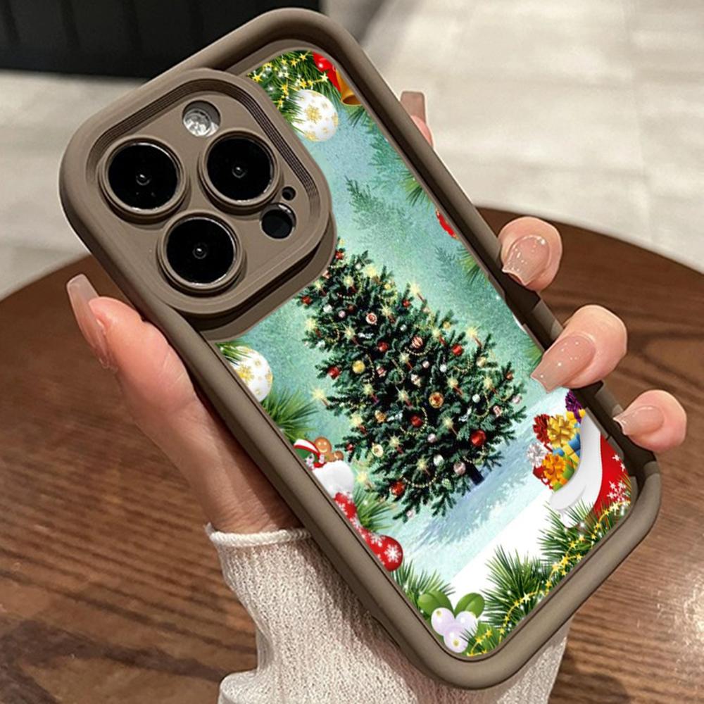 Ae121 Merry Christmas Santa design art Phone Cases for iPhone 16 14 13 11 Pro Max 15 7 8 6 Plus 12 mini XR XS Max SE Angel Eye Ladder Protective Cover