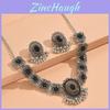 Art Deco Silver Necklace And Earrings Set For Women With Crystal Embellishments For Daily Wear