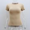 Summer Basic Round Neck Short-Sleeved T-Shirt for Women, Tight-Fitting, Sexy, European and American Style, Simple Pure Color, Versatile Top for Women
