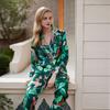 [Green Parrot] Pajamas women's autumn ice silk spring and autumn long sleeves ins thin can be worn outside silk loungewear autumn