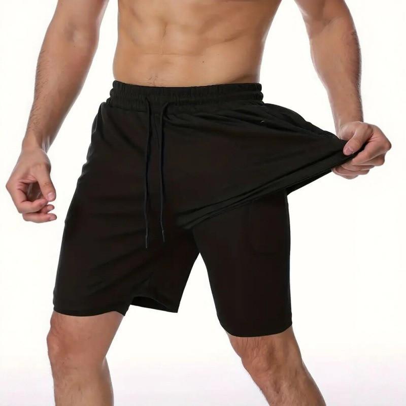 Mens 2-in-1 Workout Set Sleeveless Tank Top Shorts Quick Dry Breathable Running Gym Basketball