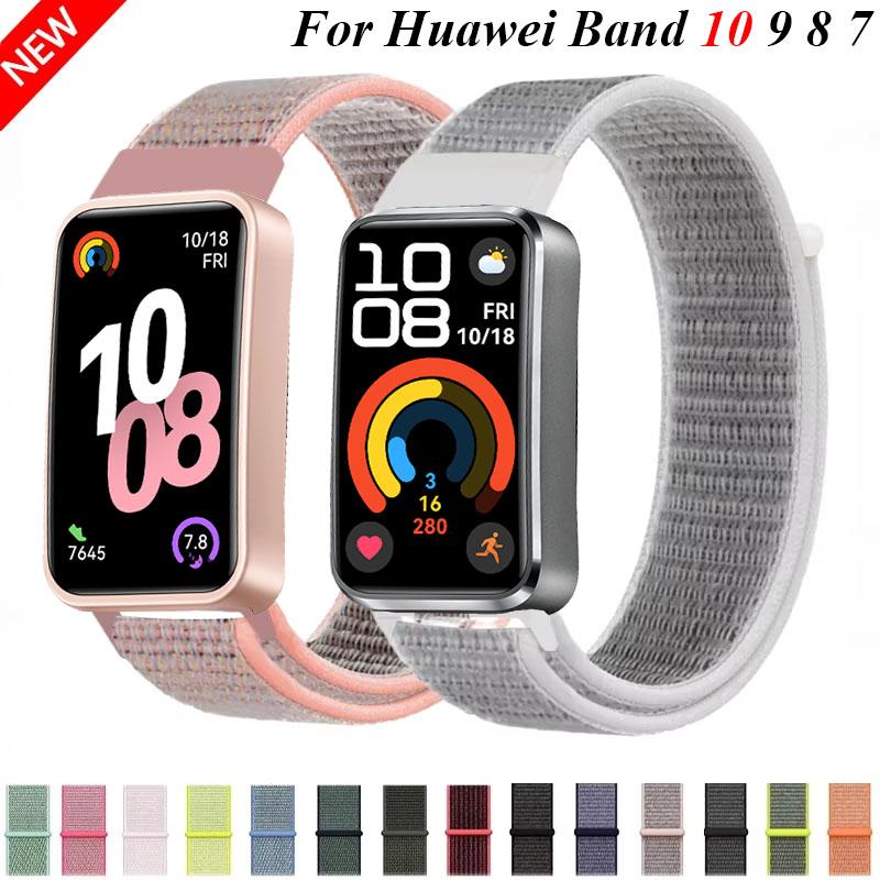 Nylon solo loop strap for Huawei Band 10 9 8 7 bracelet wristband replacement belt accessories Huawei band 10 breathable Correa