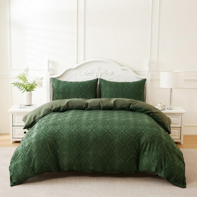

1/2/3pcs Boho Duvet Cover Set Geometric Tufted Comforter Cover Lightweight Soft Bedding for All Seasons 135x200cm 2pcs зелёный