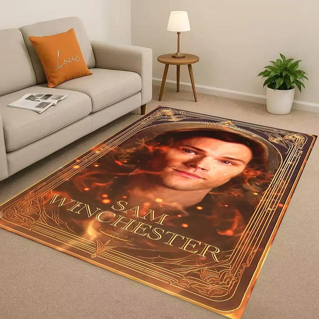 3D Supernatural Sam Dean Winchester TV Living Room Non-Slip Area Rug Soft Carpet for Bedroom Playroom Sofa,Home Decor Doormat