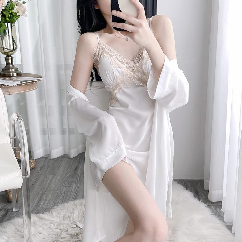 New women's summer ice silk pajamas sexy chest pads spring and autumn suspenders Internet celebrity shorts two-piece loungewear set