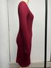 V-neck Knitted Sweater Dress - Long Sleeve, Slim Fit, Ruched Drawstring, Ribbed Design for Autumn/Winter