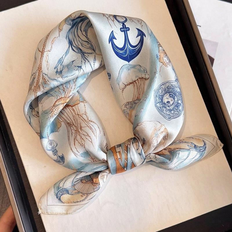 British style spring autumn winter men's and women's silk small square scarf plaid brown small silk scarf mulberry silk scarf