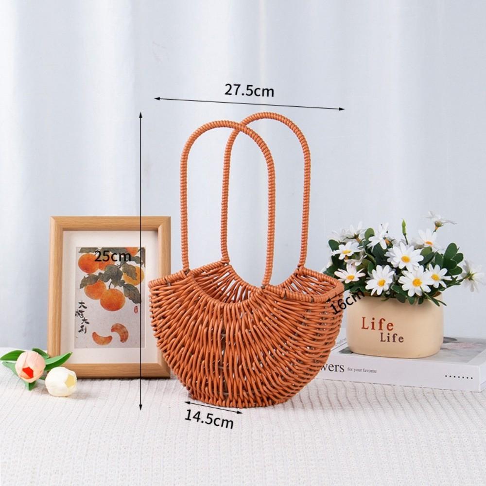 Hand-Woven Imitation Rattan Basket Willow Rattan Picnic Weaving Basket Flower Girl