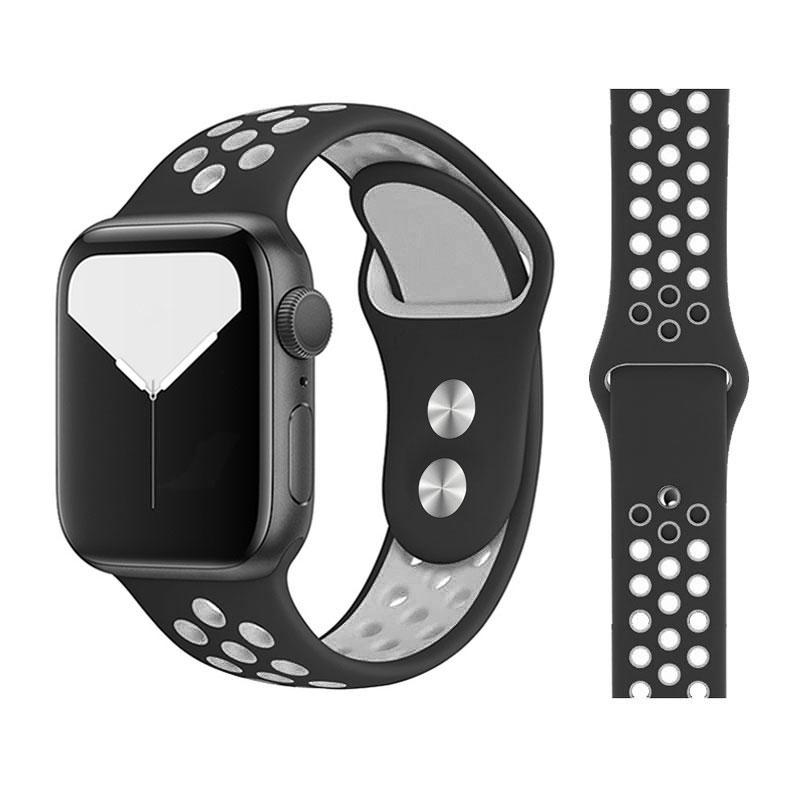 Neues atmungsaktives Silikon-Sportarmband für Apple Watch 5, 4, 3, 2, 1, 42 mm, 38 mm, Gummiarmband, Armbänder für Iwatch 5, 4, 3, 40 mm, 44 mm