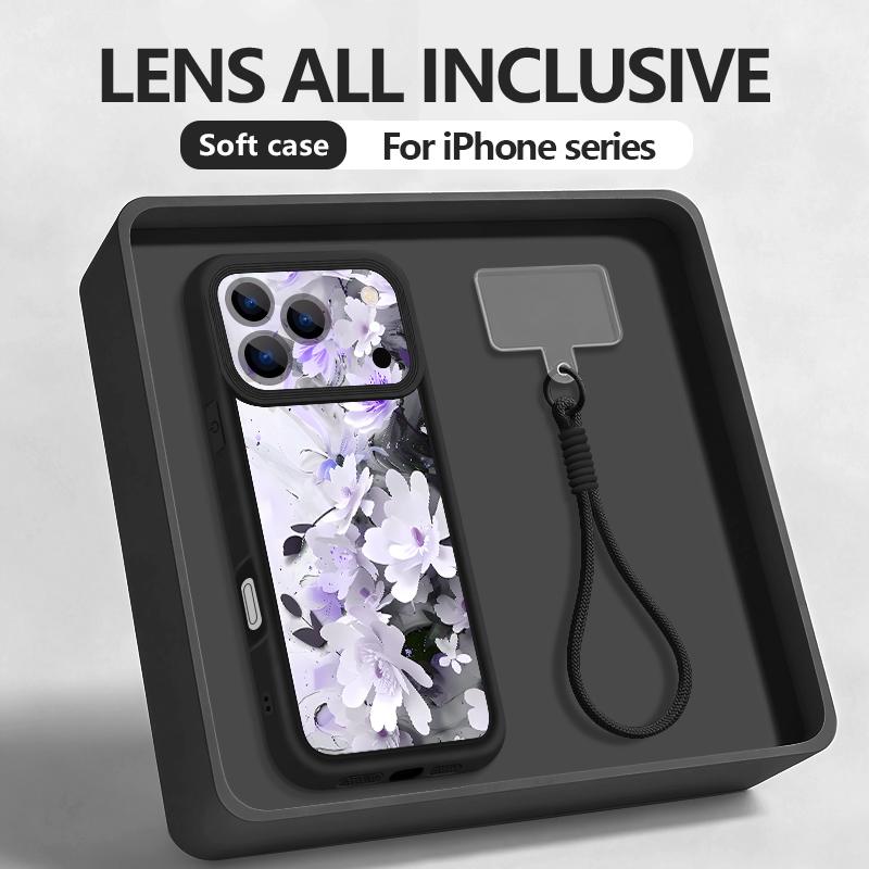 Custodia Laccetto Floreale Acquerello INS Per iPhone 17 Pro Max iPhone 16 15 Pro Max 14 13 11 16E 17E Bumper Antiurto Copertura con Cinturino da Polso