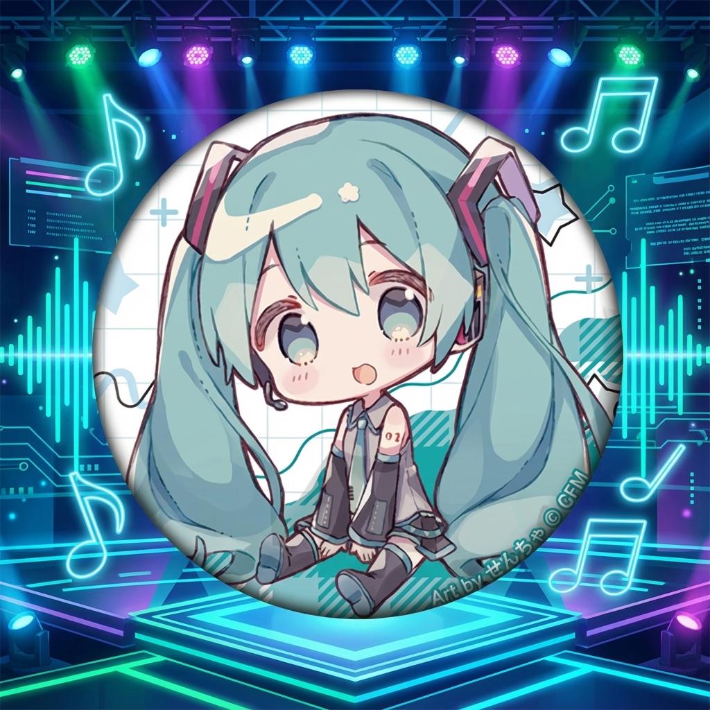Anime Miku Hatsune Q Version Badge Pin Brooch Glass Mirror Kagamine Rin Kaito Collectible Present Accessories Cosplay Merchandise