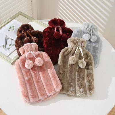 2L Warmwaterkruik Beschermhoes Winter Afneembare Pluche Hoes Koudebestendige Warme Kunstbont Fleece Hoes Warmtebehoudende Hoes