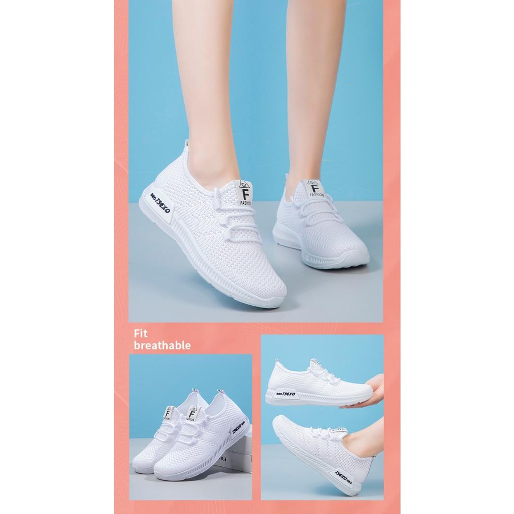 Women's Flyknit Single Shoes, Soft Soled Breathable Shoes, Casual Sports Shoes for Women