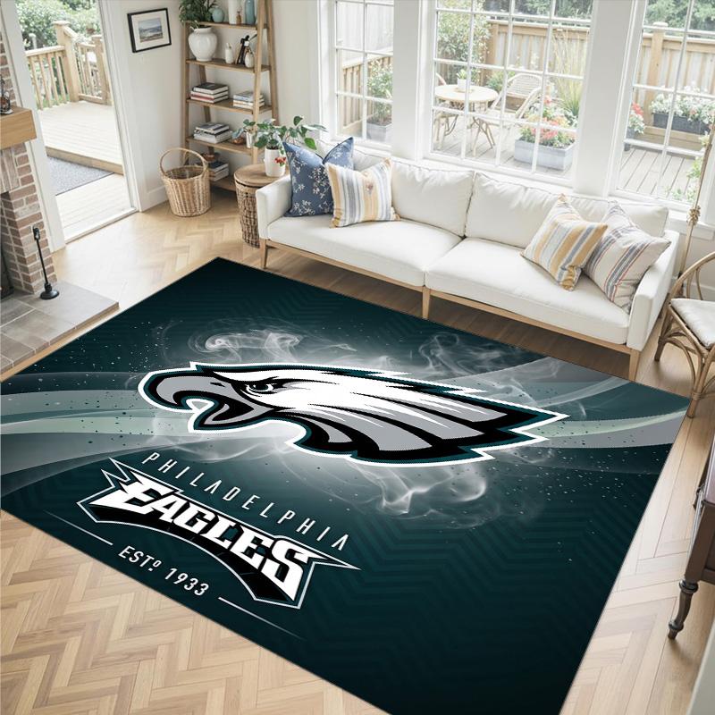 Tappeto in Cristallo Velluto Design Philadelphia Eagles Accogliente Non?Tappeto Stampato Antiscivolo per Camera da Letto Soggiorno Ingresso