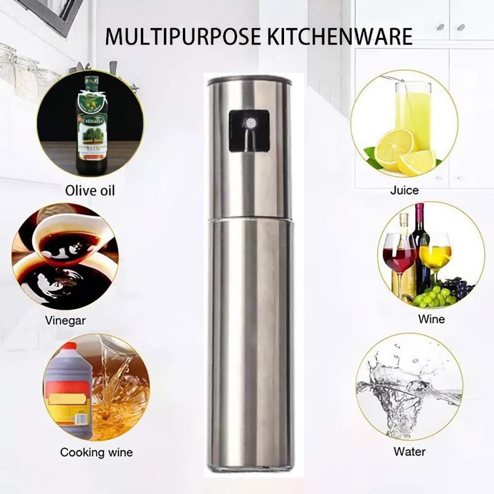 Portable 100ml Stainless Steel Cooking Olive Oil Sprayer, Kitchen Mini Oil Sprayer Small Tool, Vinegar Bottle Oil Sprayer for Ai