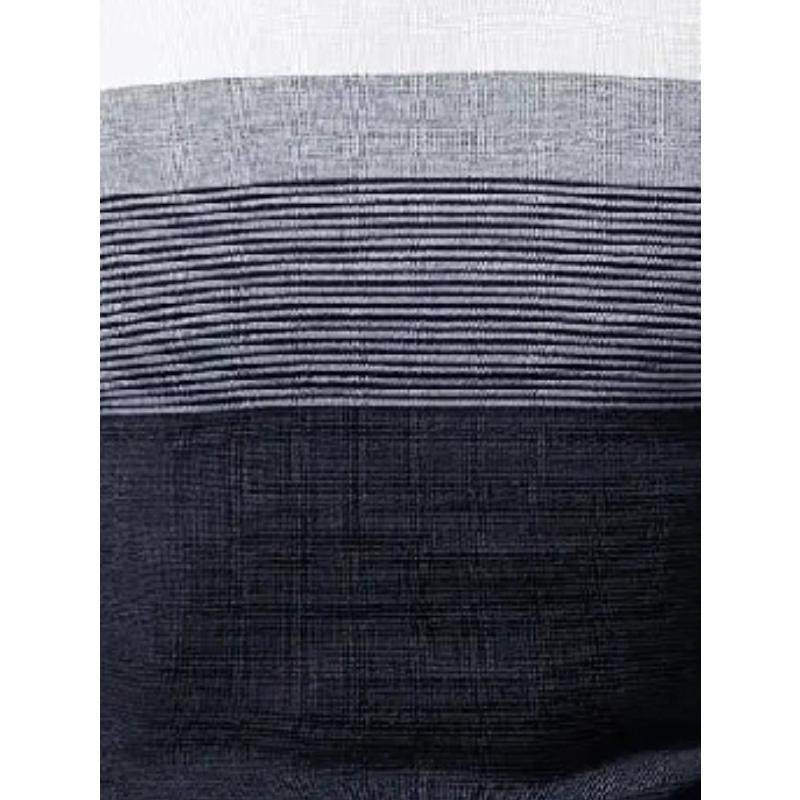 Color Block Striped Knit Sweater Crew Neck Slim Fit Fall Casual Daily Wear Top