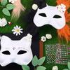 Fun Therians Masks Kit Cats Foxes Mask with Furs Eye Meshes DIY Furry Animal Mask to Paint for Halloween Cosplay Party