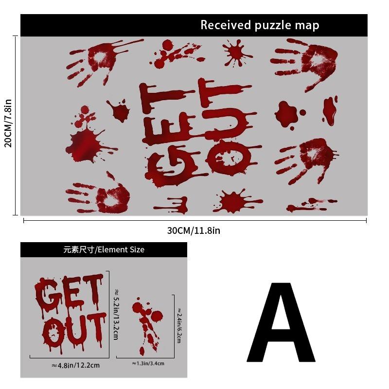 Halloween Bloody Handprint Stickers Removable Wall Door Window Decal Haunted House Horror Party Decor Prop