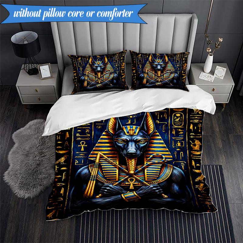 3-teiliges Bettwäsche-Set mit Pharaonen-Motiv, inklusive 1 Bettbezug und 2 Kissenbezügen. Perfekt für Schlafzimmer, Wohnheim, Weihnachtsgeschenk für Fans
