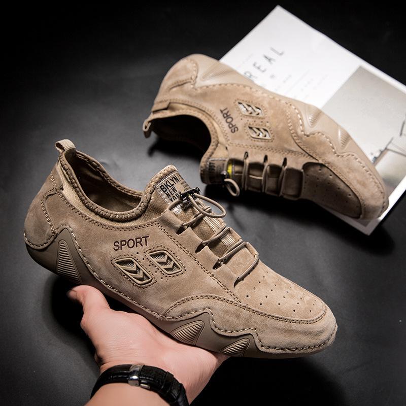 Spring and summer new 2021 men's shoes breathable men's casual leather shoes octopus beanie shoes genuine leather Korean version of sports trendy shoe