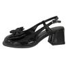 High heels women's new summer 2024 temperament fashion bow round head thick heel light mouth versatile bag head sandals