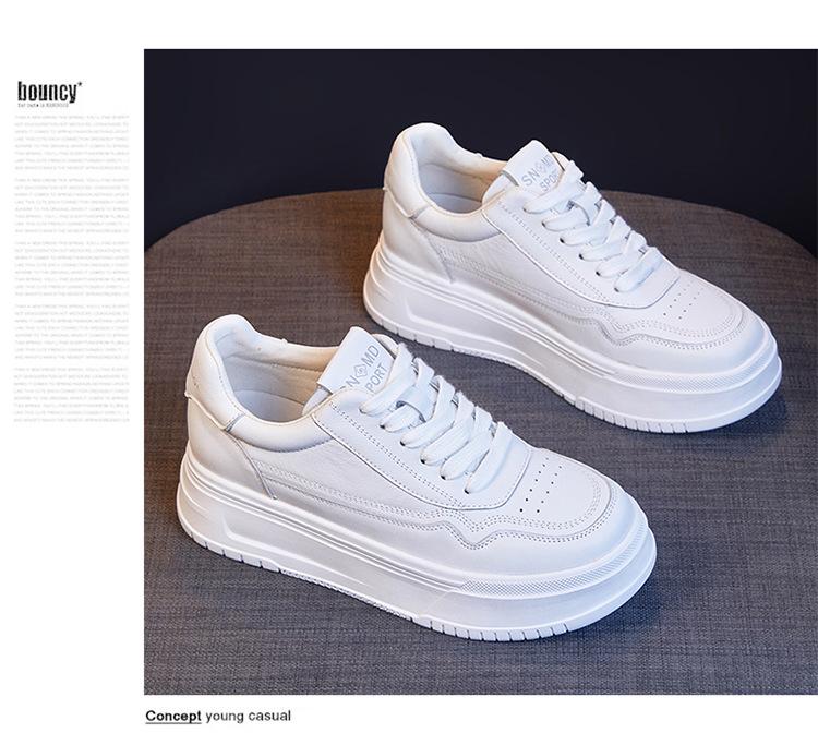 Thick soled genuine leather women's shoes summer 2026 new height increasing women's shoes cowhide versatile board shoes women's