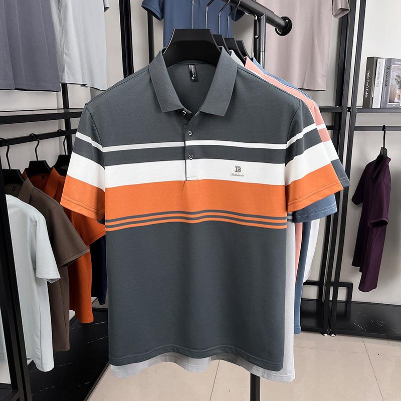 T-Shirt Men'S Heavy And Thin Embroidery Straight Lapel Collar Short-Sleeved Business Spot Simple And Handsome Bottoming Polo Shirt