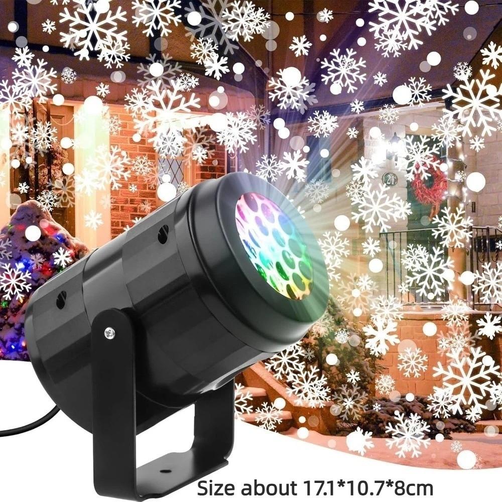 USB Powered Christmas Projector Rotating Snowflake Christmas LED Night Light Valentine's Day Starry Atmosphere Lamp New Year