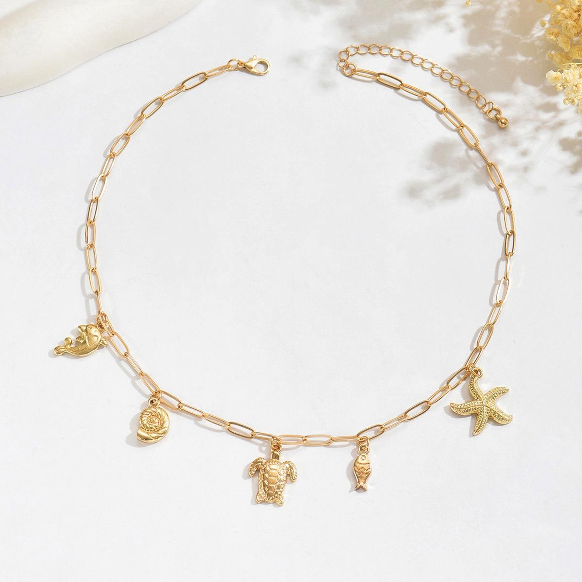 

Ожерелье-подвеска «Дельфин и морская звезда» - Элегантная легкая роскошь, цепочка для ключицы для женщин