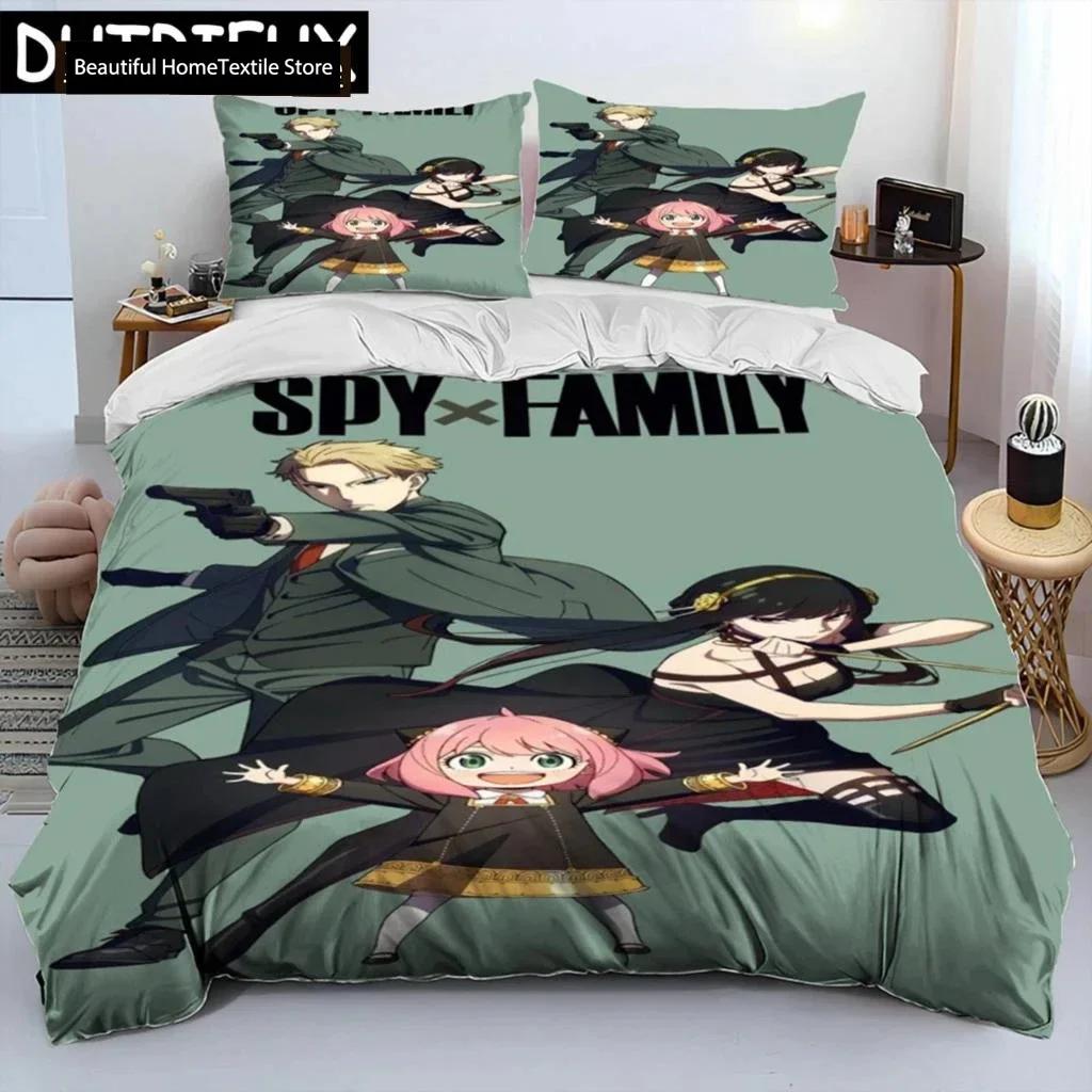 Japan Anime SPY×FAMILY Cartoon Comforter Bedding Set,Duvet Cover Bed Set Quilt Cover Pillowcase,king Queen Size Bedding Set Boys