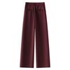Women's 2024 Khaki Fleece Wool Wide-Leg Pants - Autumn/Winter Casual Style