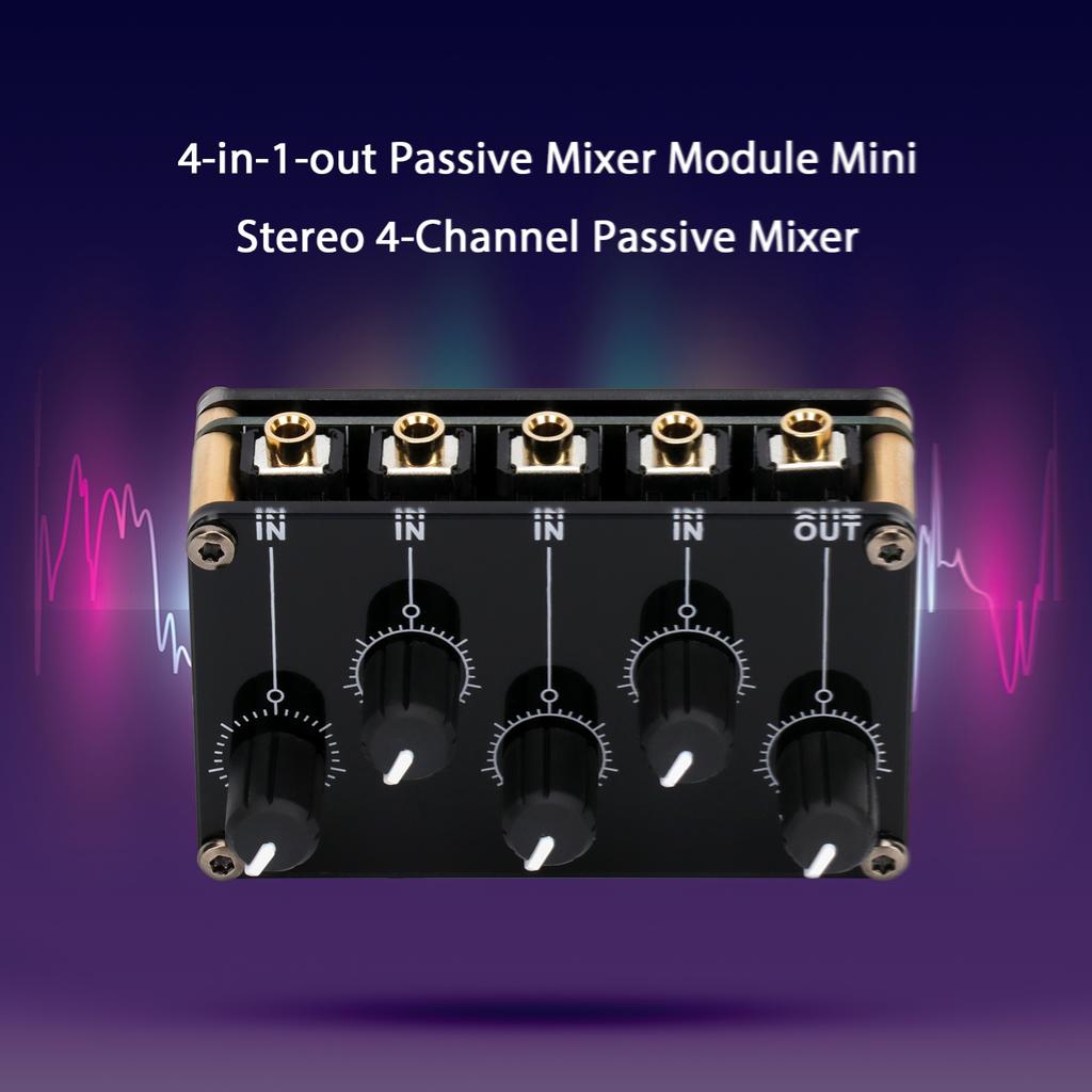 4 in 1 out Passive Mixer Module Mini Stereo 4 Channel Passive Mixer Audio Mixer 4 Audio Input to 1 Output Ultra Compact